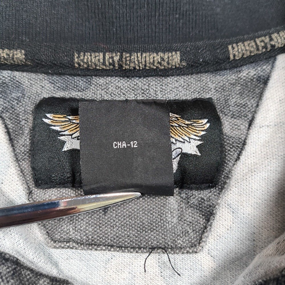 Harley Davidson Polo Shirt Crop Top Womens XL Camo Customized Biker Flames Y2K - Picture 7 of 8